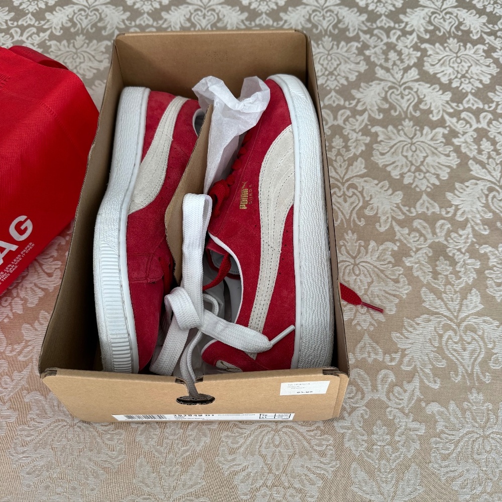 Puma Suede Classic Ribbon Red White Mens Casual Sneakers US size 11